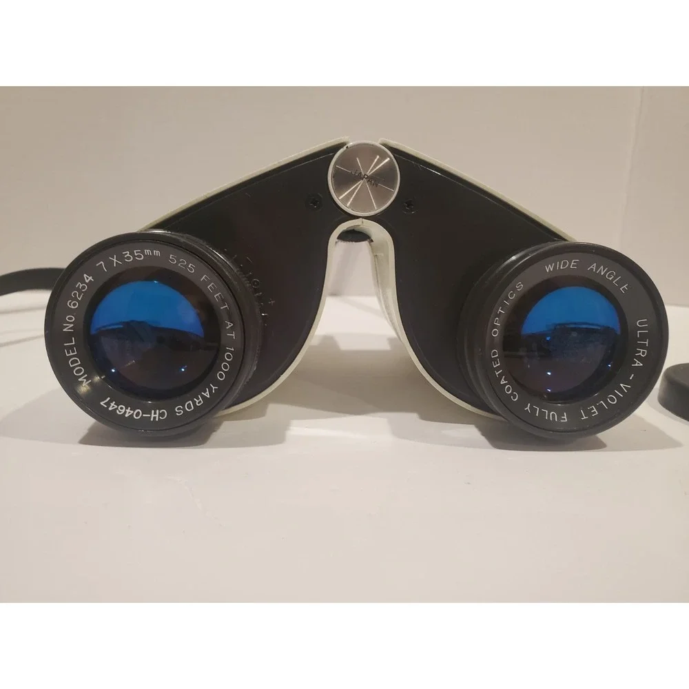 Vintage Sears 6234 Binoculars 7x35 Wide Angle Fully Coated w/ Case & Lens Cover